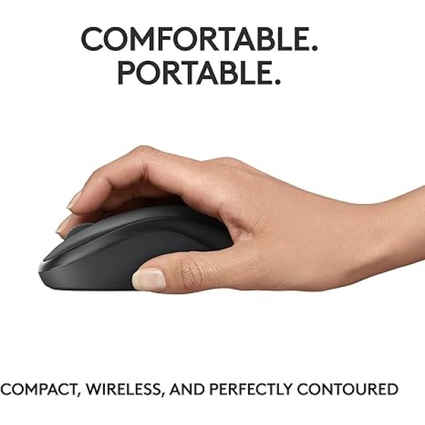 Wireless Mouse, 2.4GHz with USB Mini Receiver- Graphite